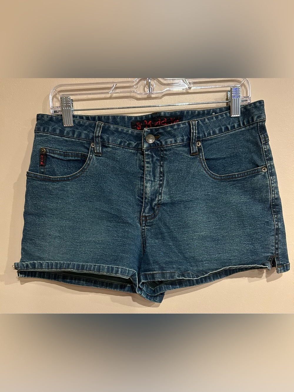 Y2K Mudd Yo Juniors Denim Shorts Sz 13 Grunge Pumk Goth Bratz Faded Distressed